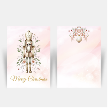 甜美浪漫聖誕節模板，粉色背景搭配胡桃鉗士兵 