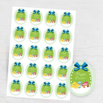 復活節主題蛋形設計，綠藍黃色彩搭配可愛元素 