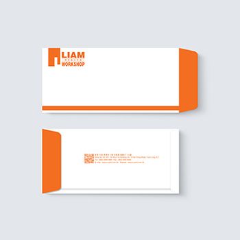 企口平咀封-簡潔風格，白橙配色，標誌文字二維碼模板 