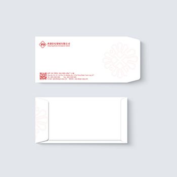 企口平咀封-簡約現代模板，白紅配色，含中式花紋與二維碼 