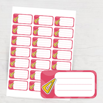 紅色系教育學習主題模板，卡通風格搭配三角尺元素 