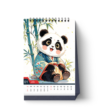 2026日曆模板：熊貓帝王形象，中國傳統風格 