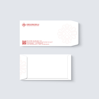 企口平咀封-簡約現代模板，白紅配色，含中式花紋與二維碼 